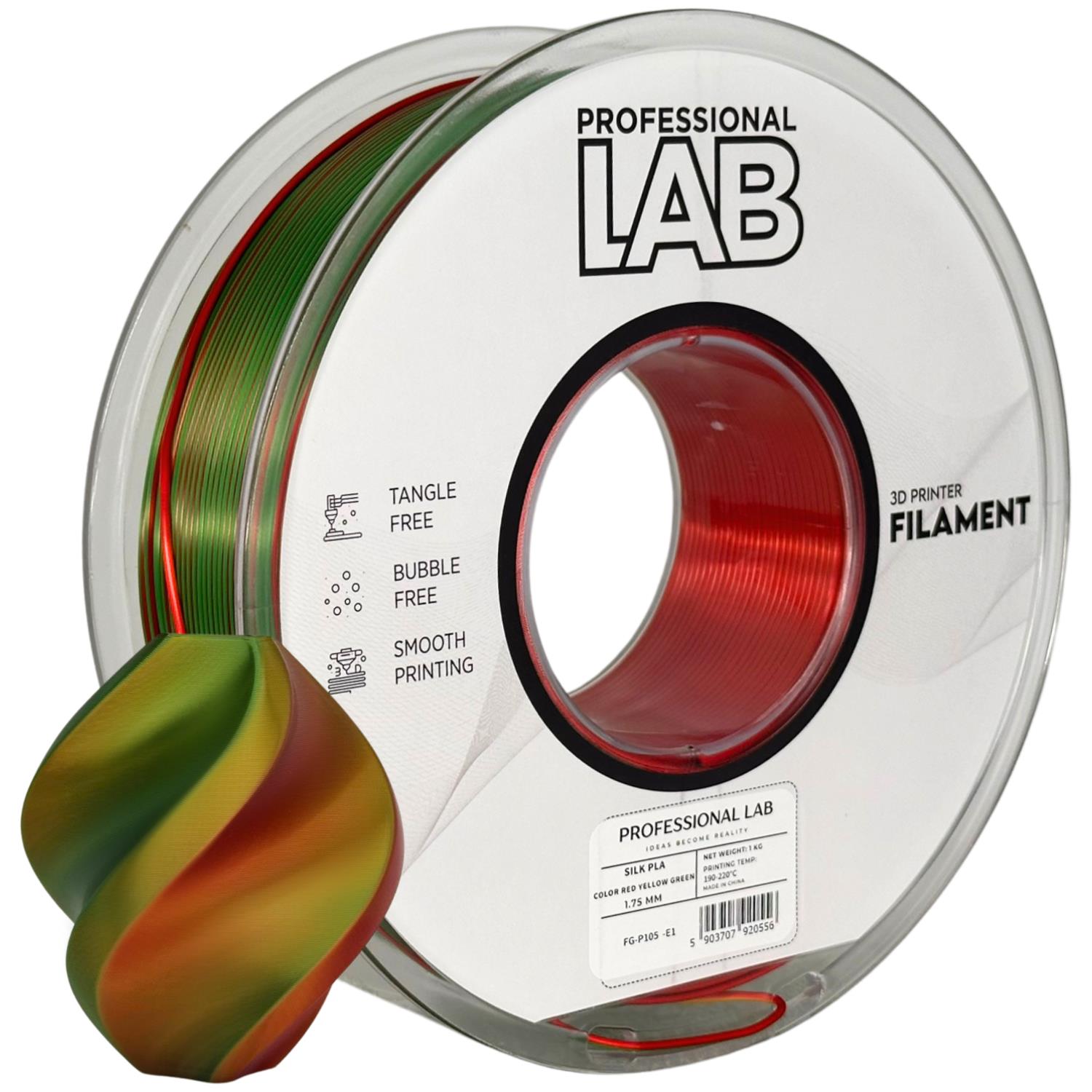 Silk PLA Tri Color red yellow green