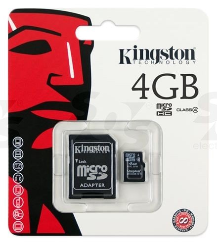 MicroSD card 4GB, Read-Write 4MB/sec Class4, +adapter