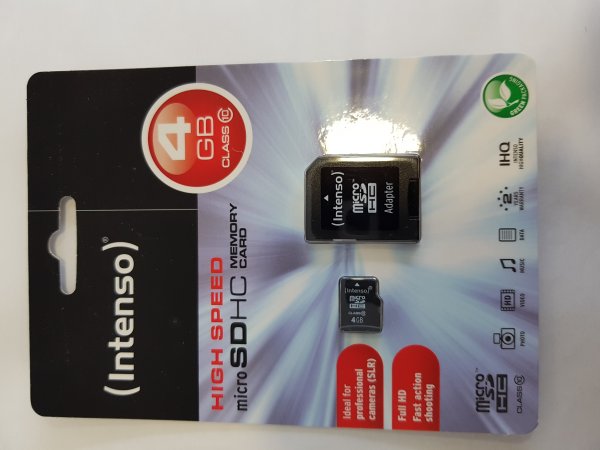 MicroSD card 4GB, Read-Write Class10, +adapter